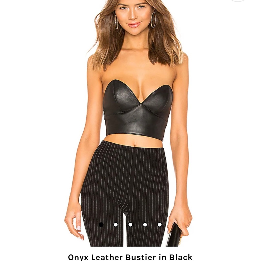 NBD Black Leather Bustier Top